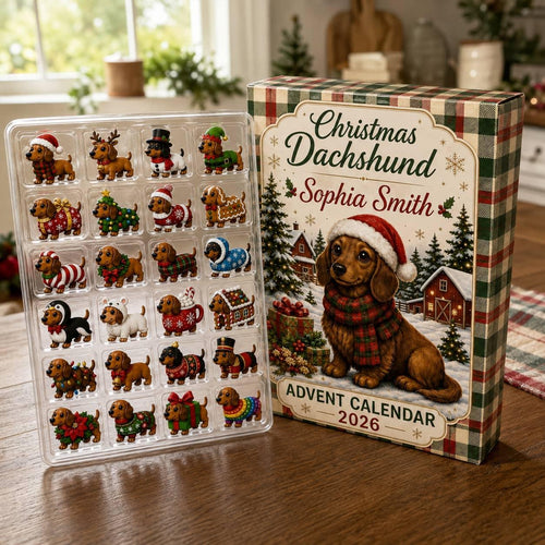 Dachshund Advent Calendar 2026, 24 Christmas Dog Ornaments