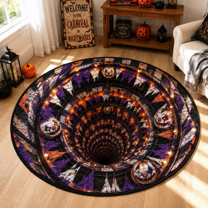 3D Creepy Clown Halloween Round Rug