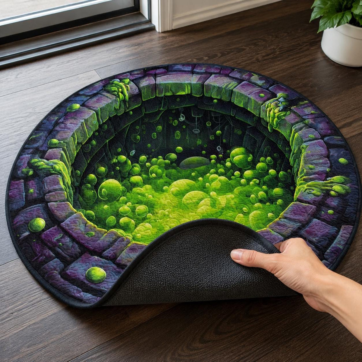3D Toxic Slime Halloween Round Rug