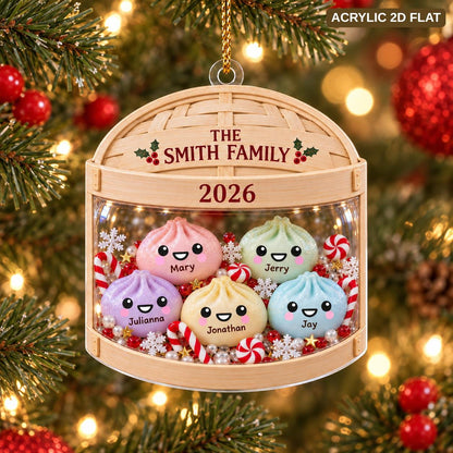 Personalized Glitter Dumpling Ornament, Family Squishy Style Christmas Ornament