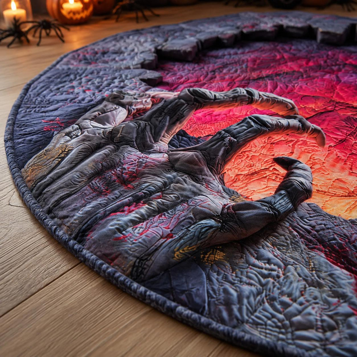 3D Skeleton Hand Halloween Round Rug