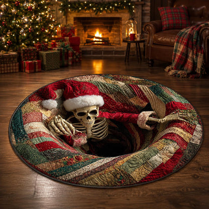 3D Christmas Skeleton Round Rug