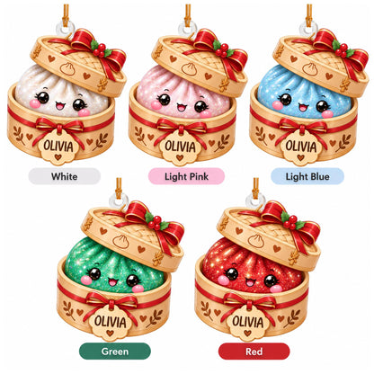 Personalized Glitter Dumpling Christmas Acrylic Ornament