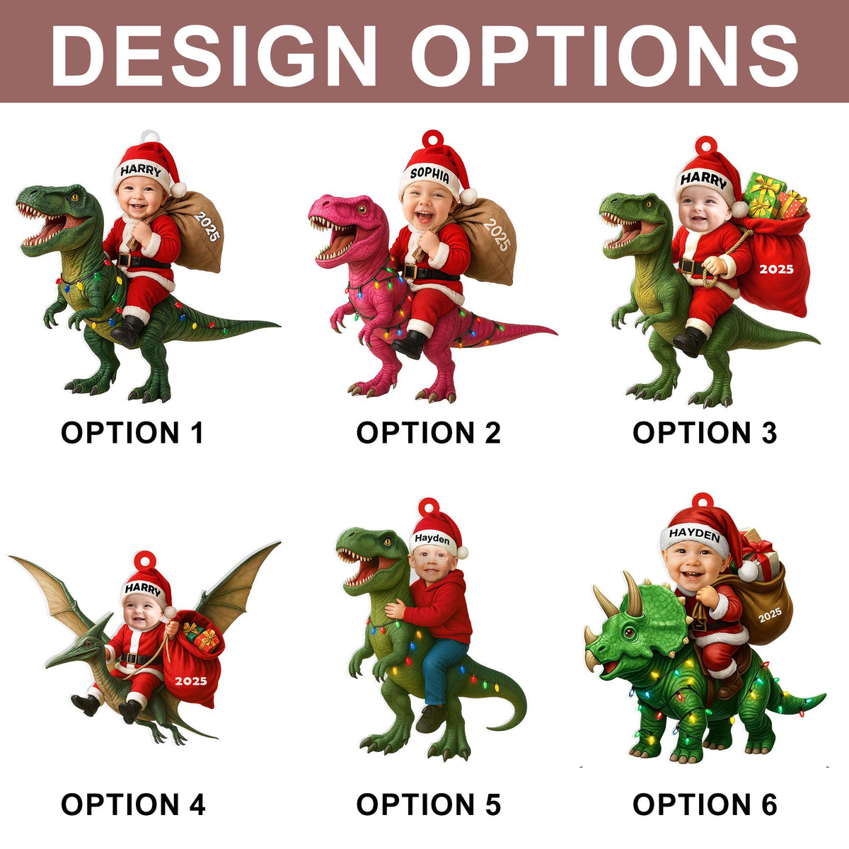 Personalized Dinosaur Christmas Ornament