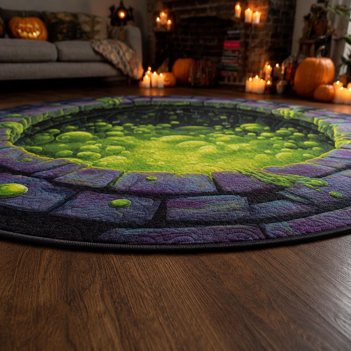3D Toxic Slime Halloween Round Rug