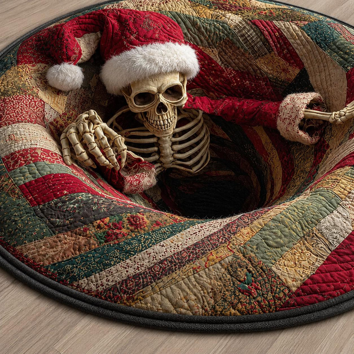 3D Christmas Skeleton Round Rug