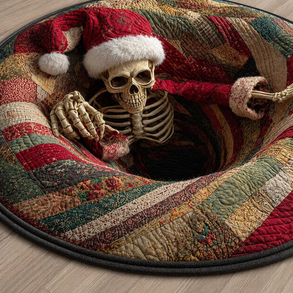 3D Christmas Skeleton Round Rug