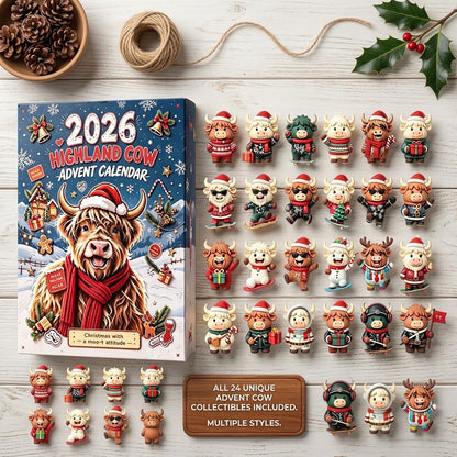 Highland Cow Advent Calendar 2026, 3D Mini Highland Cow Figures