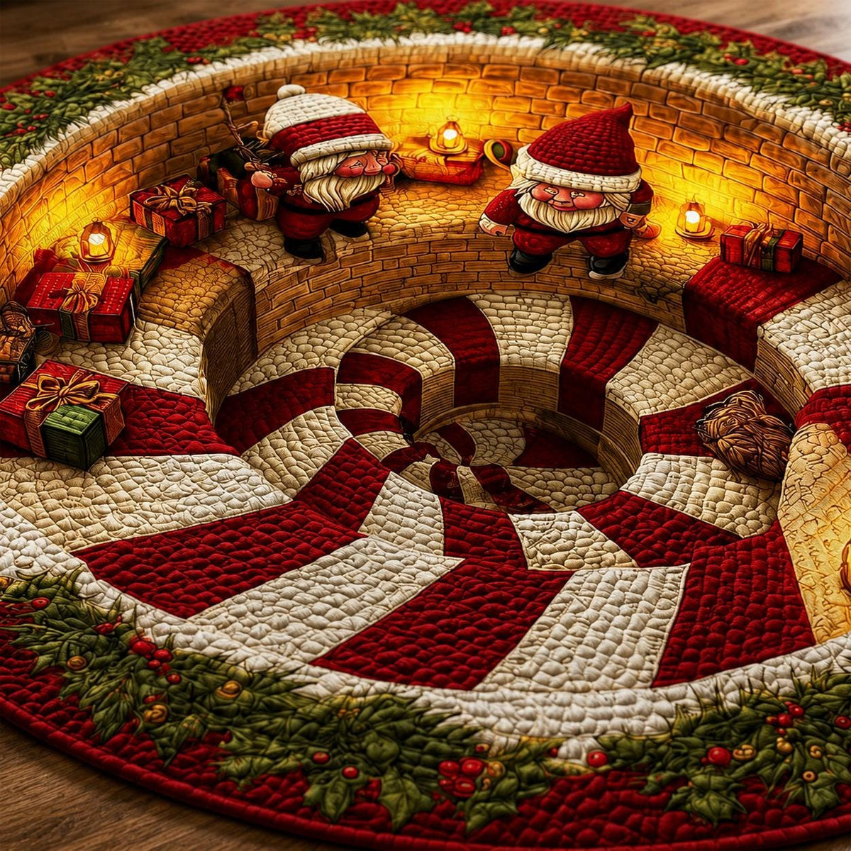 3D Christmas Gnome Round Rug