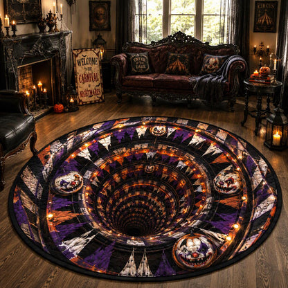 3D Creepy Clown Halloween Round Rug
