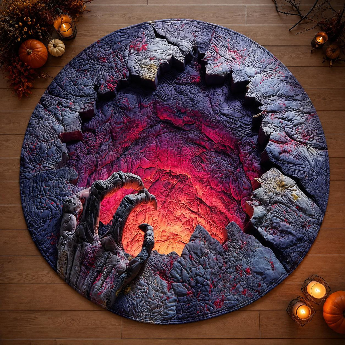 3D Skeleton Hand Halloween Round Rug