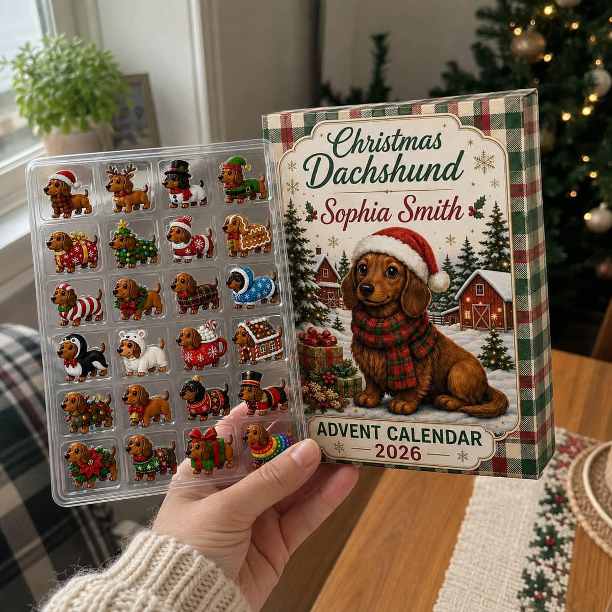 Dachshund Advent Calendar 2026, 24 Christmas Dog Ornaments