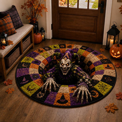3D Evil Jester Halloween Round Rug