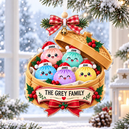 Family Dumpling Ornament, Custom Family Name Christmas Ornament