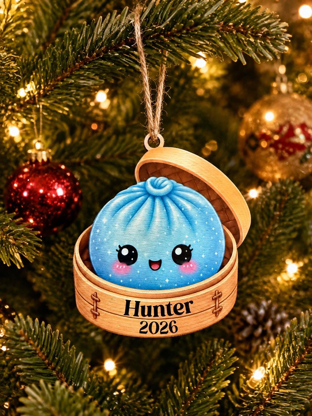 Personalized Dumpling Wood Ornament, Custom Name Squishy Dumpling Ornament 2026
