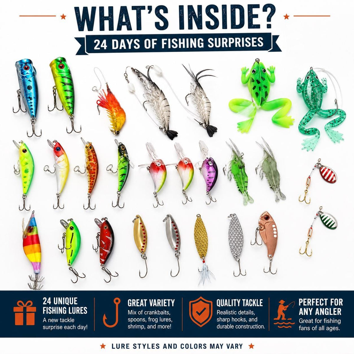Fishing Lure Advent Calendar, 24 Day Tackle Box Christmas Countdown