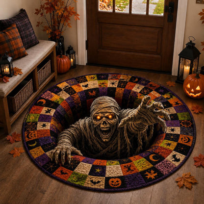 3D Mummy Halloween Round Rug