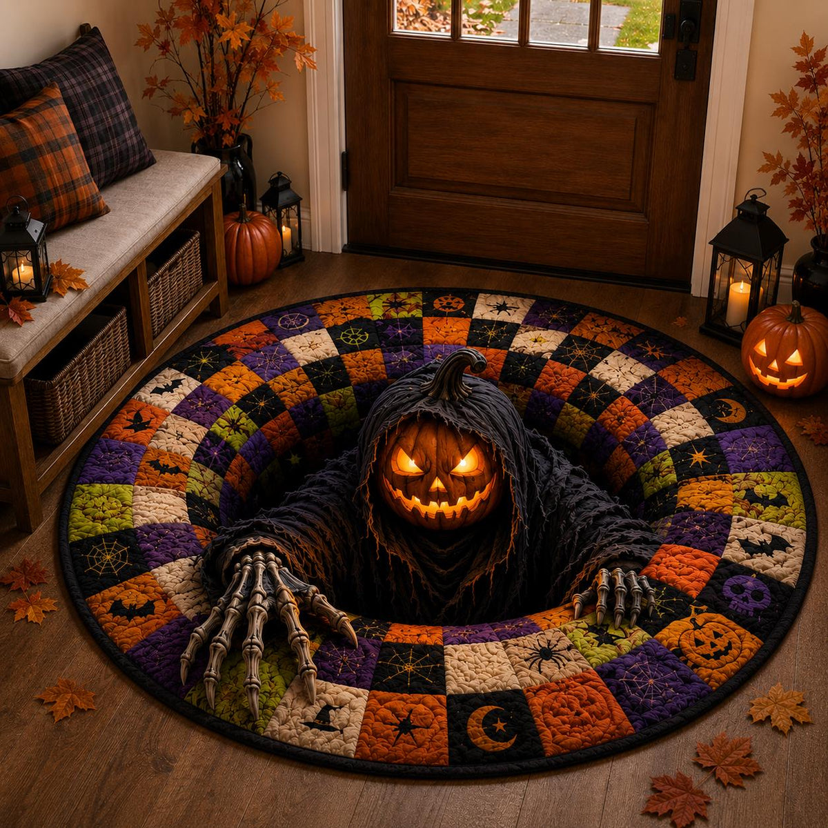 3D Pumpkin Reaper Halloween Rug