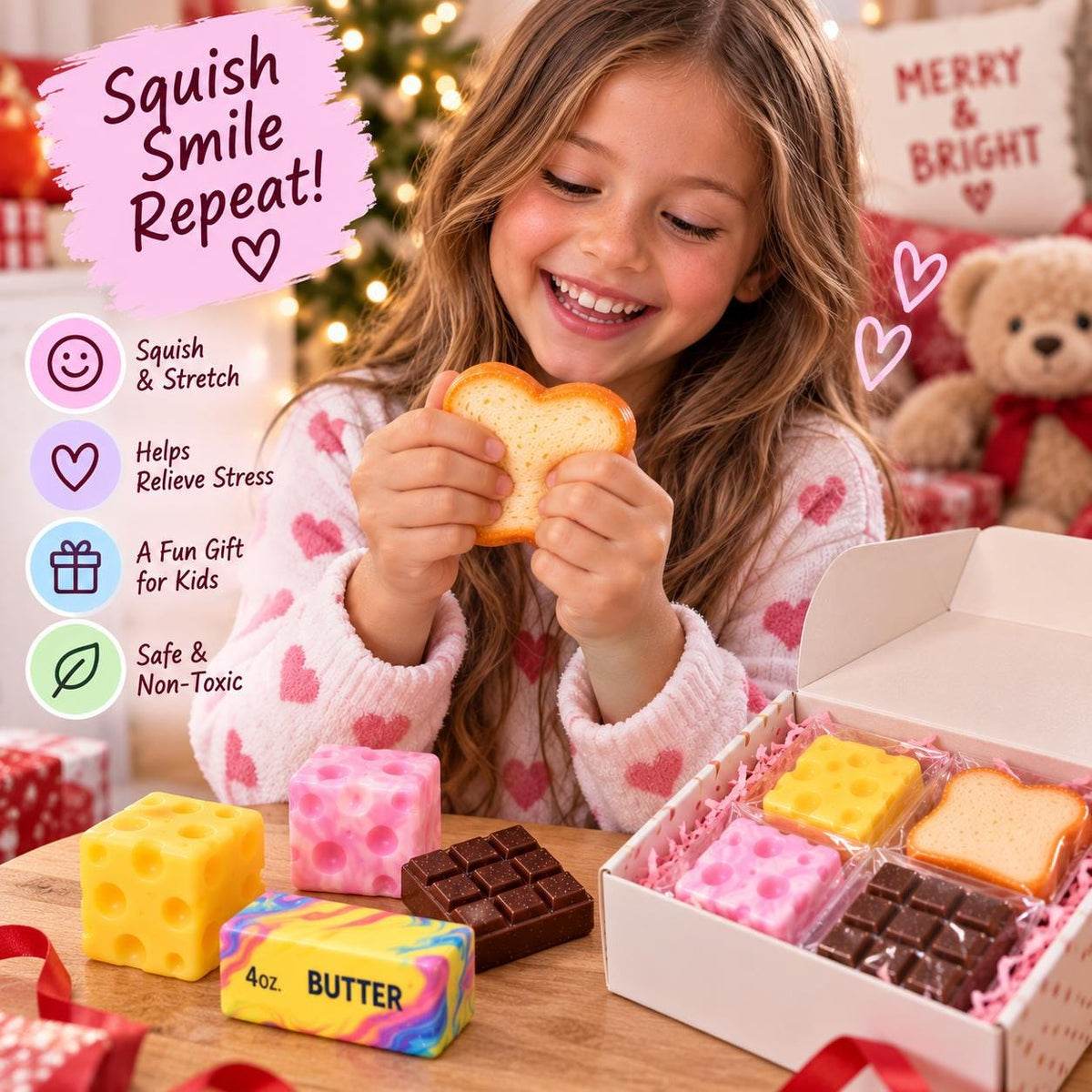 4 Piece Food Squishy Toy Set