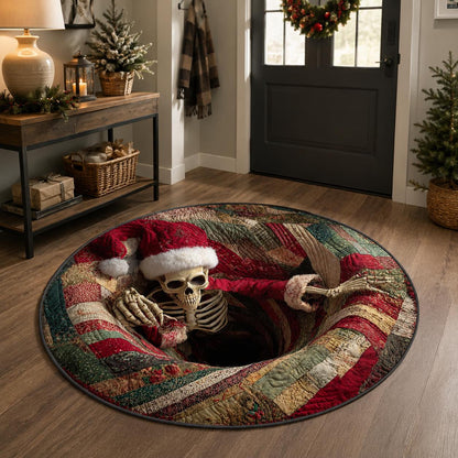 3D Christmas Skeleton Round Rug