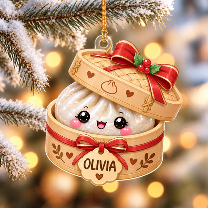 Personalized Glitter Dumpling Christmas Acrylic Ornament