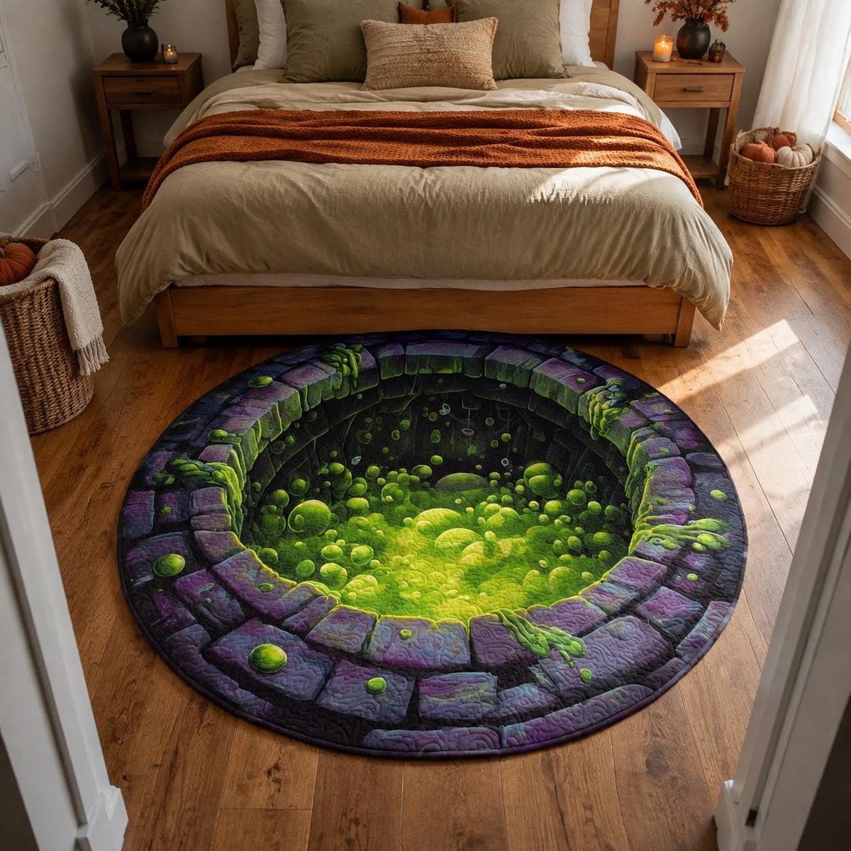 3D Toxic Slime Halloween Round Rug