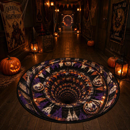 3D Creepy Clown Halloween Round Rug