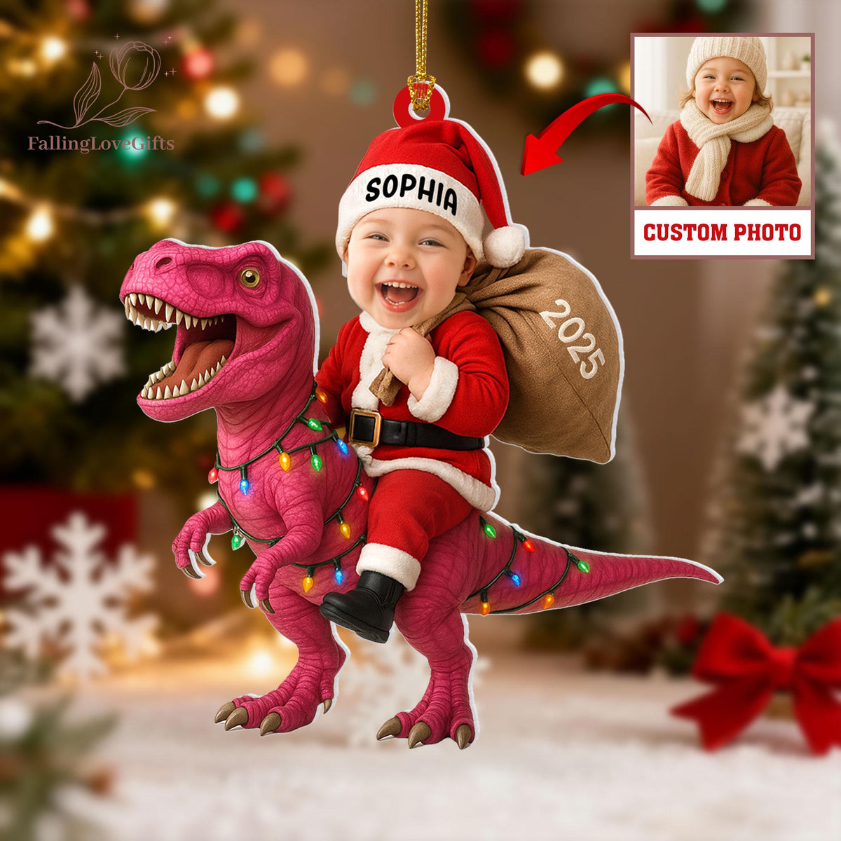 Personalized Dinosaur Christmas Ornament