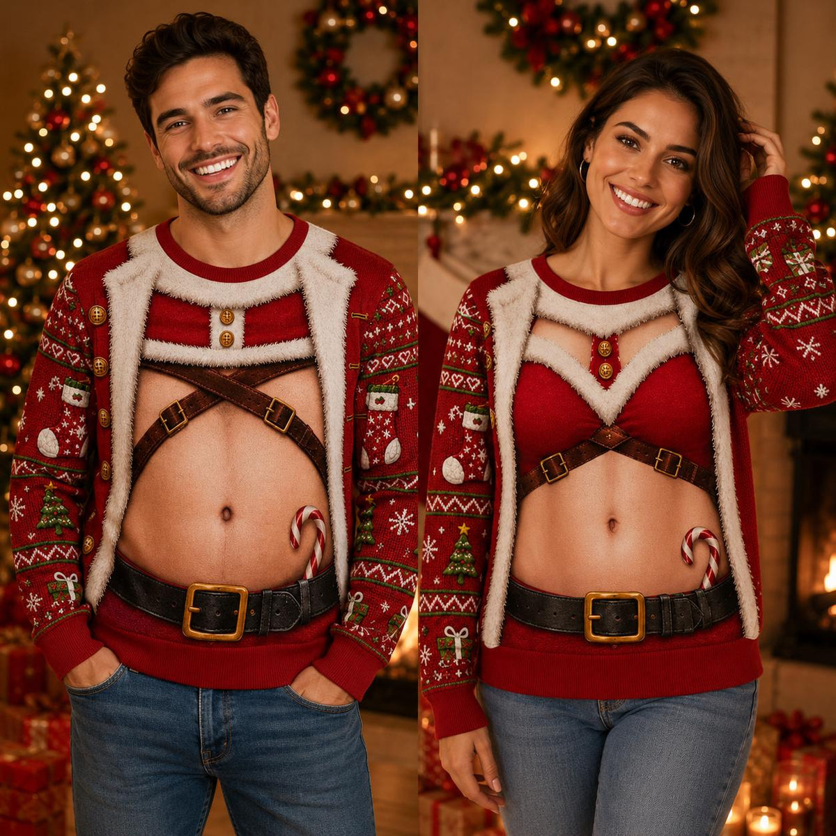 Personalized Funny Santa Body Christmas Sweater