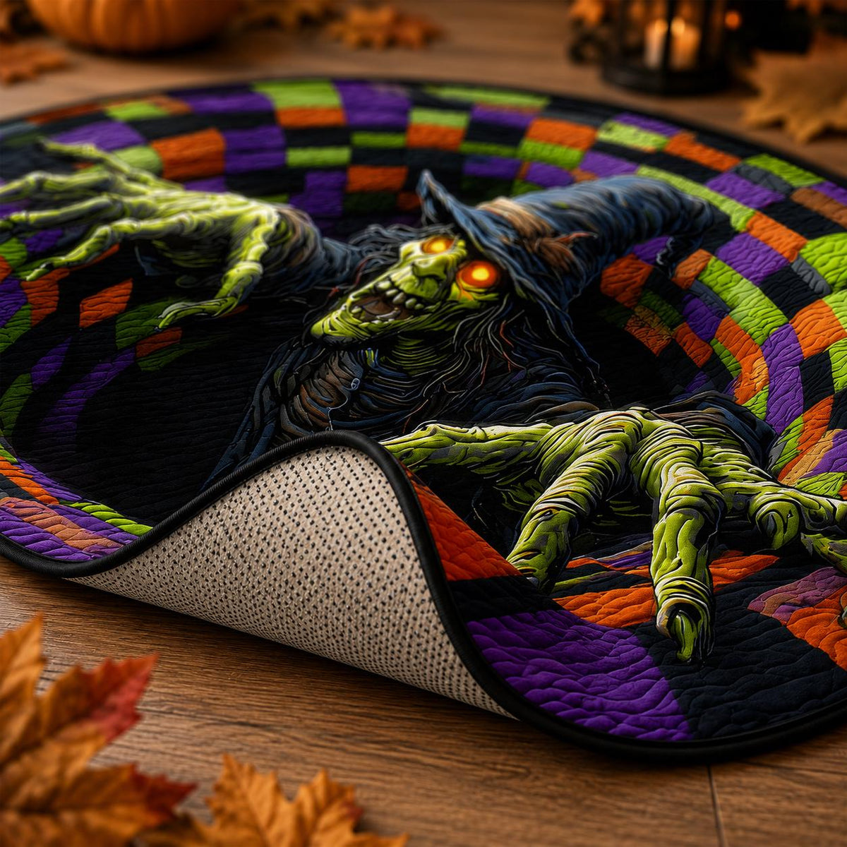 3D Witch Halloween Round Rug