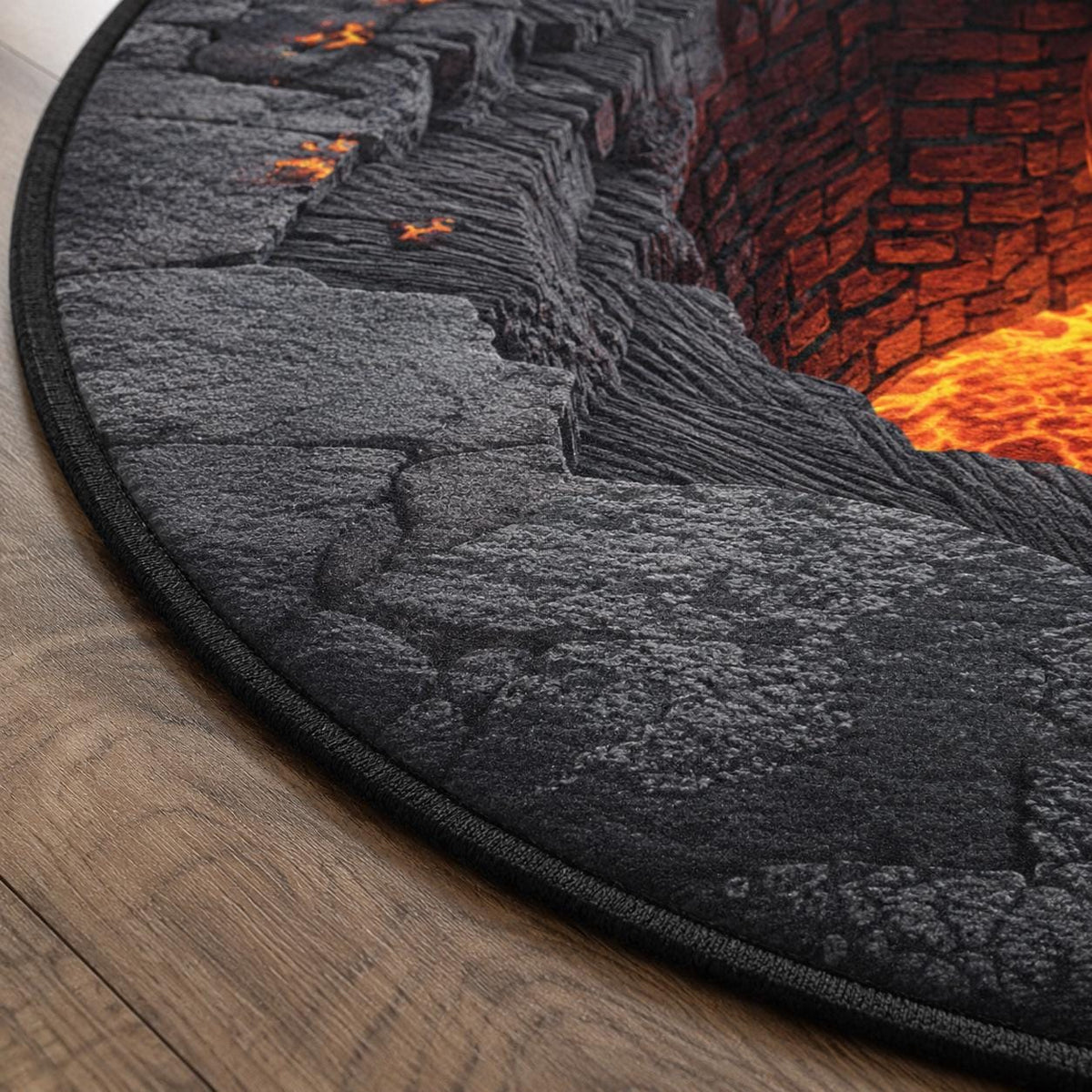 3D Pumpkin Lava Pit Halloween Round Rug