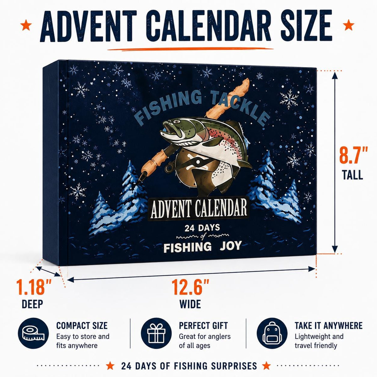 Fishing Lure Advent Calendar, 24 Day Tackle Box Christmas Countdown