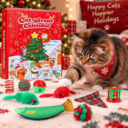 Cat Advent Calendar 2026, 24 Day Christmas Countdown with Cat Toys