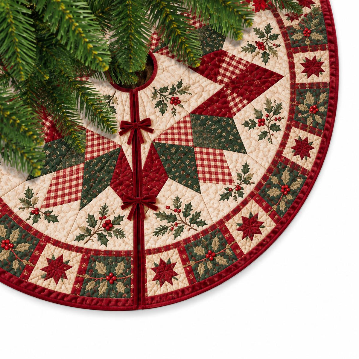 Christmas Tree Skirt, Quilted Patchwork Tree Skirt