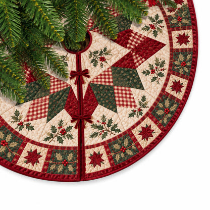 Christmas Tree Skirt, Quilted Patchwork Tree Skirt