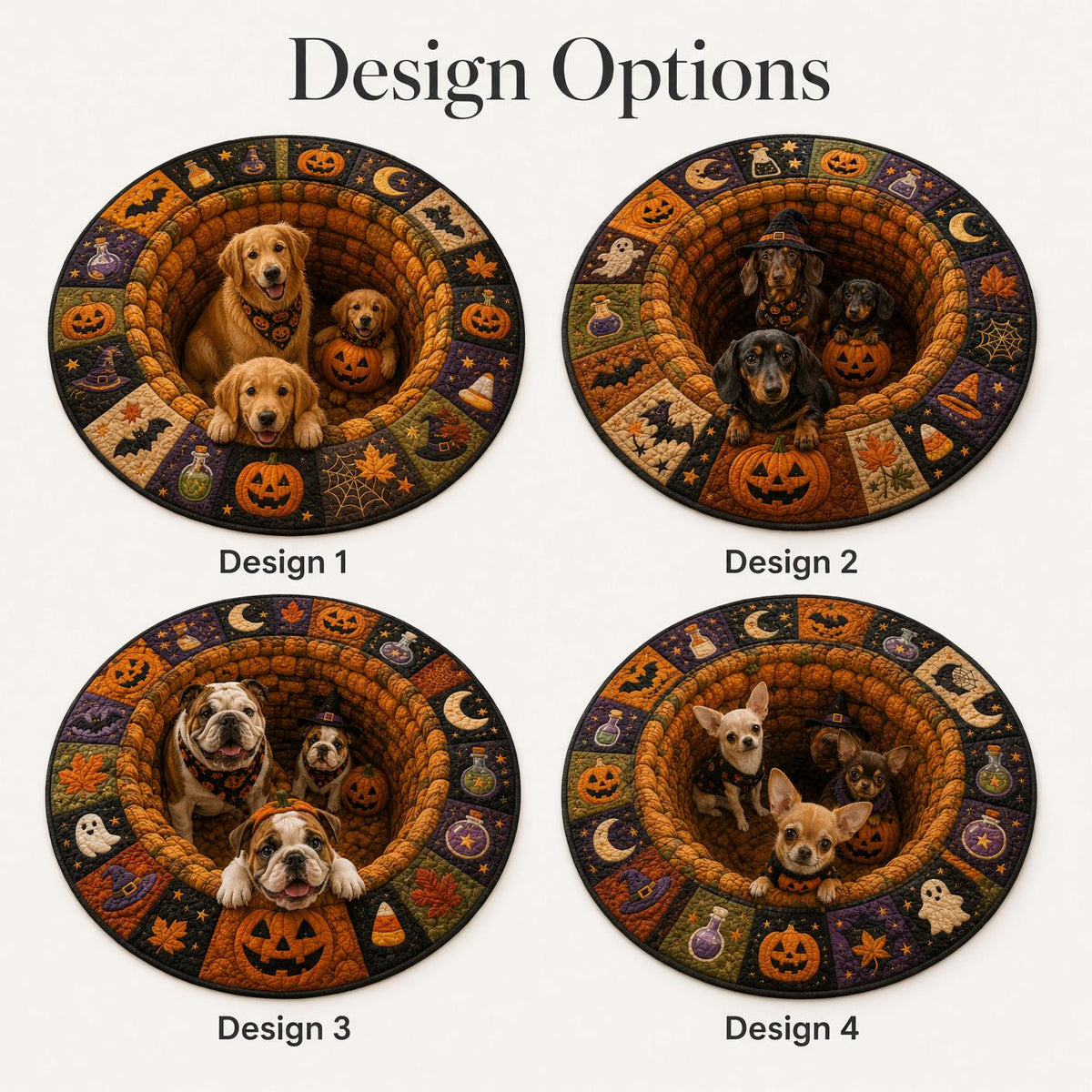 Halloween Dog Hole Rug, 3D Illusion Round Dog Rug