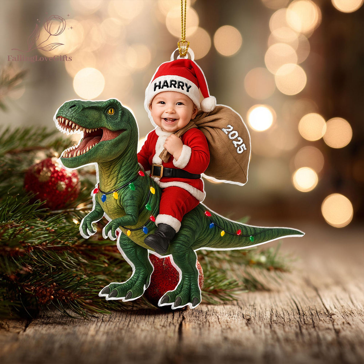 Personalized Dinosaur Christmas Ornament