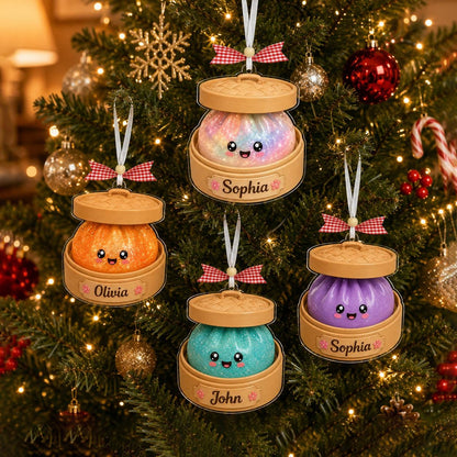 Personalized Dumpling Ornament, Glitter Squishy Dumpling Christmas Ornament