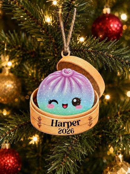 Personalized Dumpling Wood Ornament, Custom Name Squishy Dumpling Ornament 2026