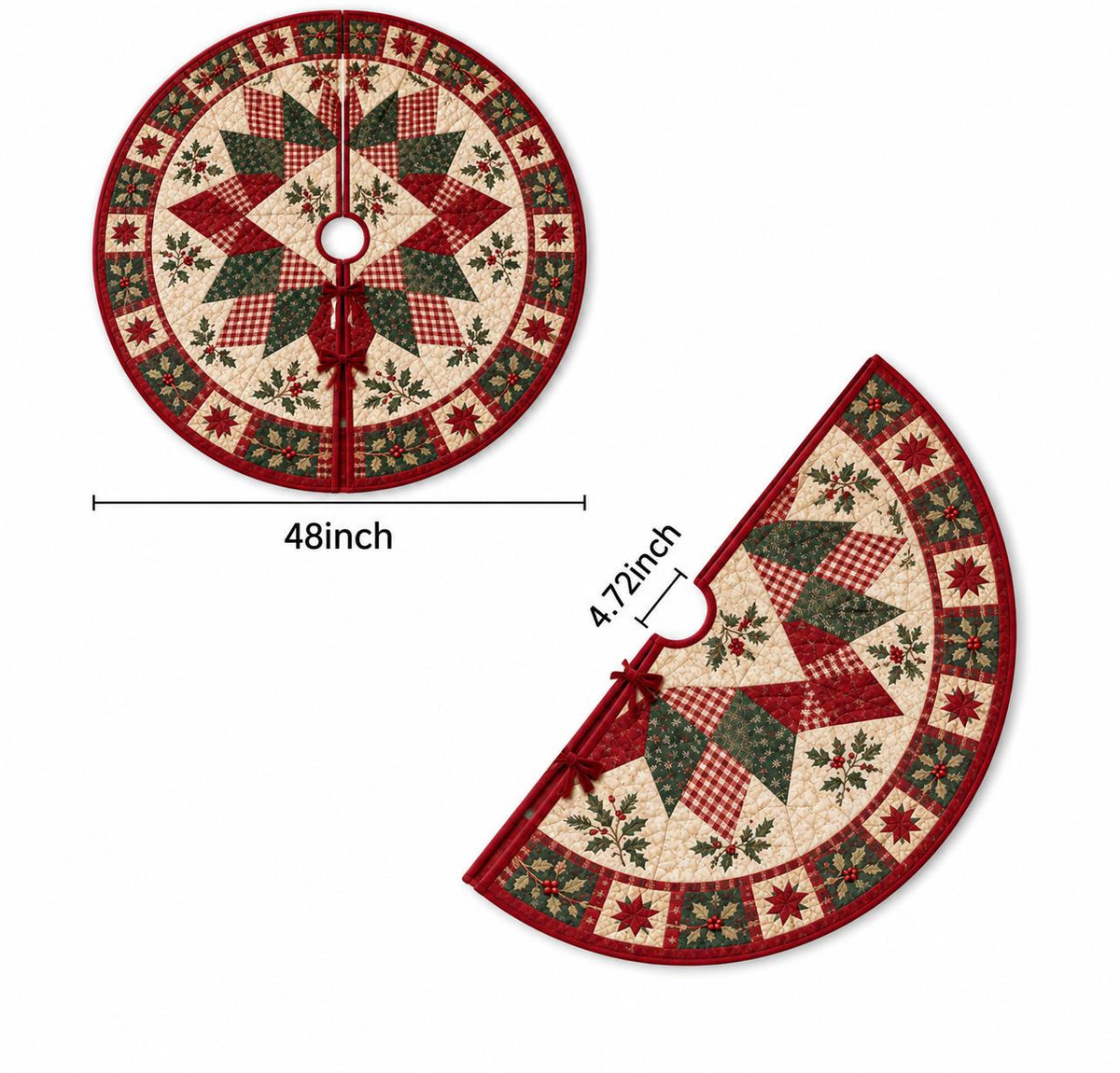 Christmas Tree Skirt, Quilted Patchwork Tree Skirt