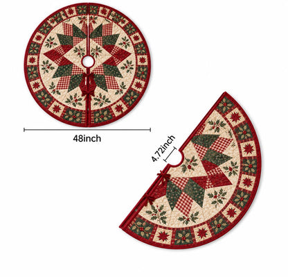 Christmas Tree Skirt, Quilted Patchwork Tree Skirt