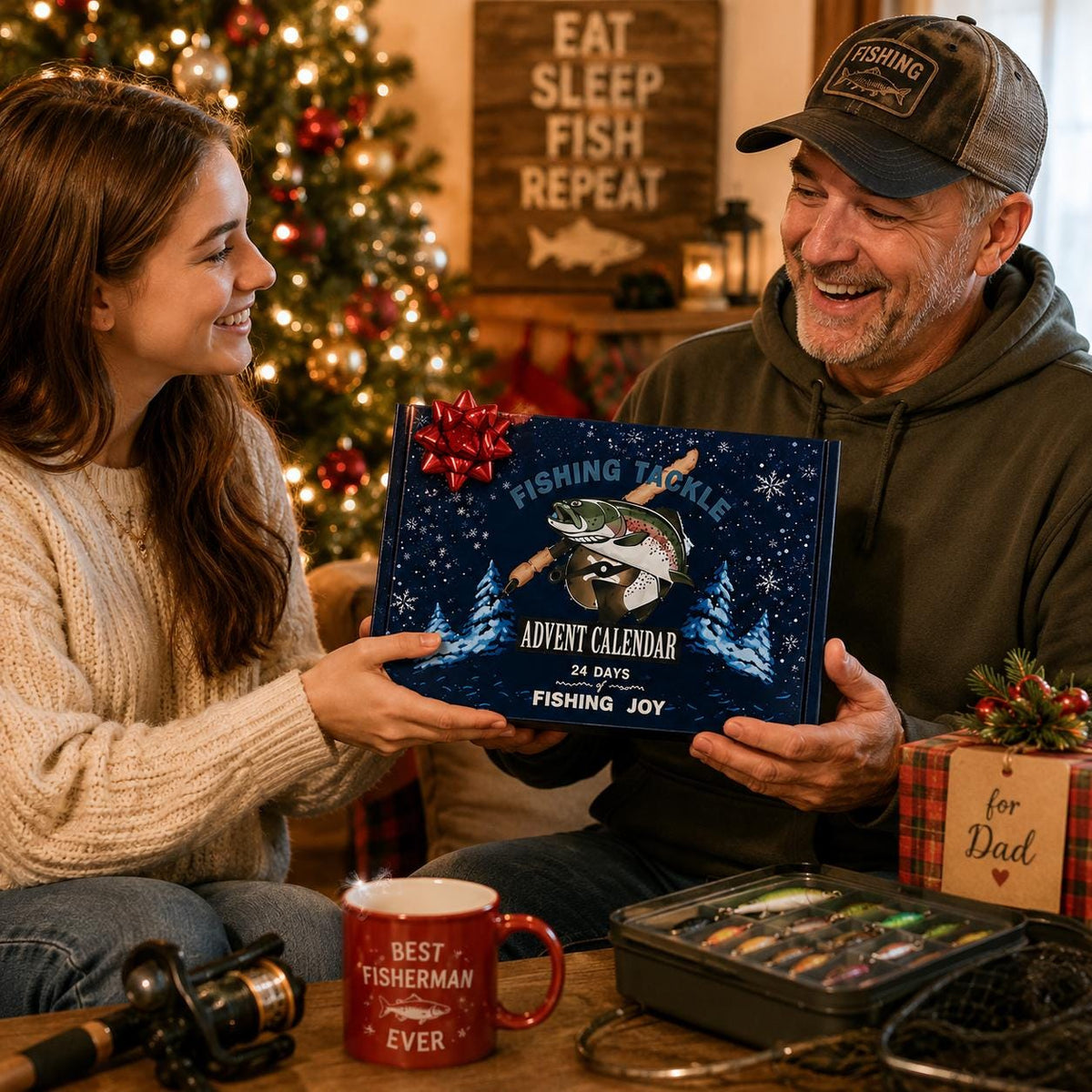 Fishing Lure Advent Calendar, 24 Day Tackle Box Christmas Countdown