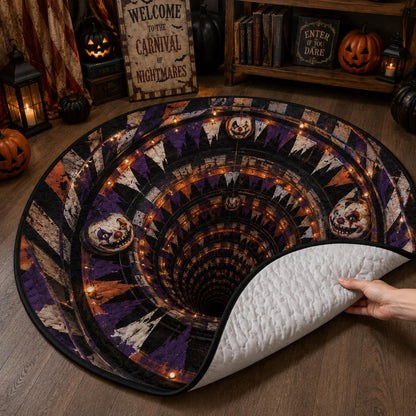 3D Creepy Clown Halloween Round Rug