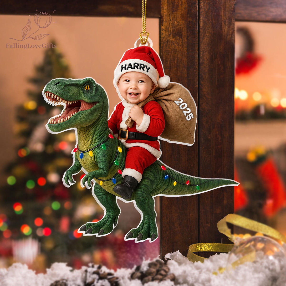 Personalized Dinosaur Christmas Ornament