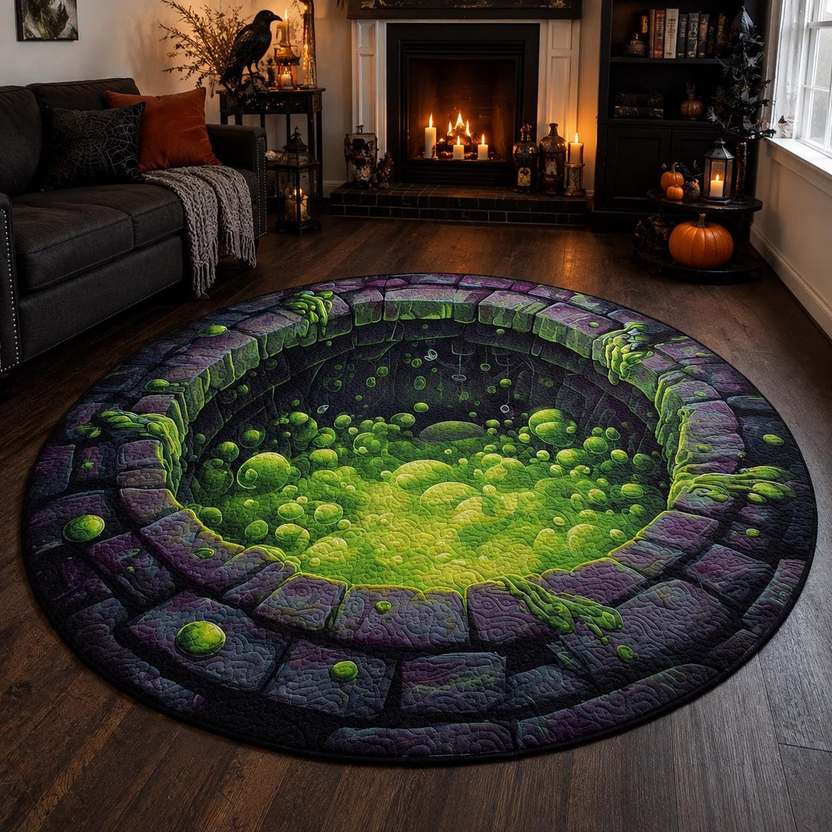 3D Toxic Slime Halloween Round Rug