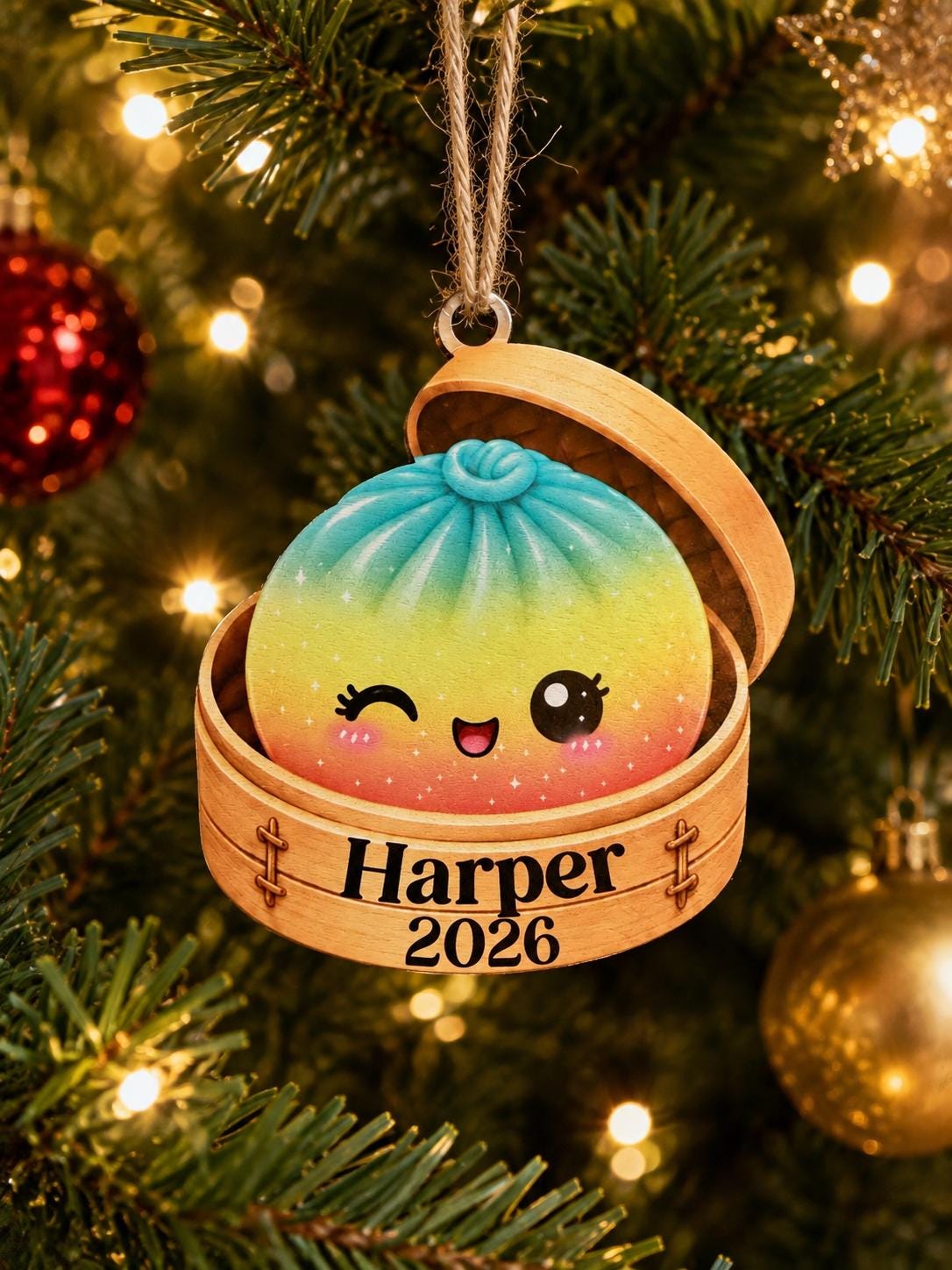 Personalized Dumpling Wood Ornament, Custom Name Squishy Dumpling Ornament 2026