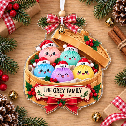 Family Dumpling Ornament, Custom Family Name Christmas Ornament