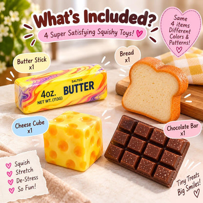 4 Piece Food Squishy Toy Set