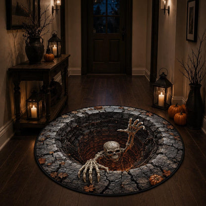 3D Skeleton Pit Halloween Round Rug