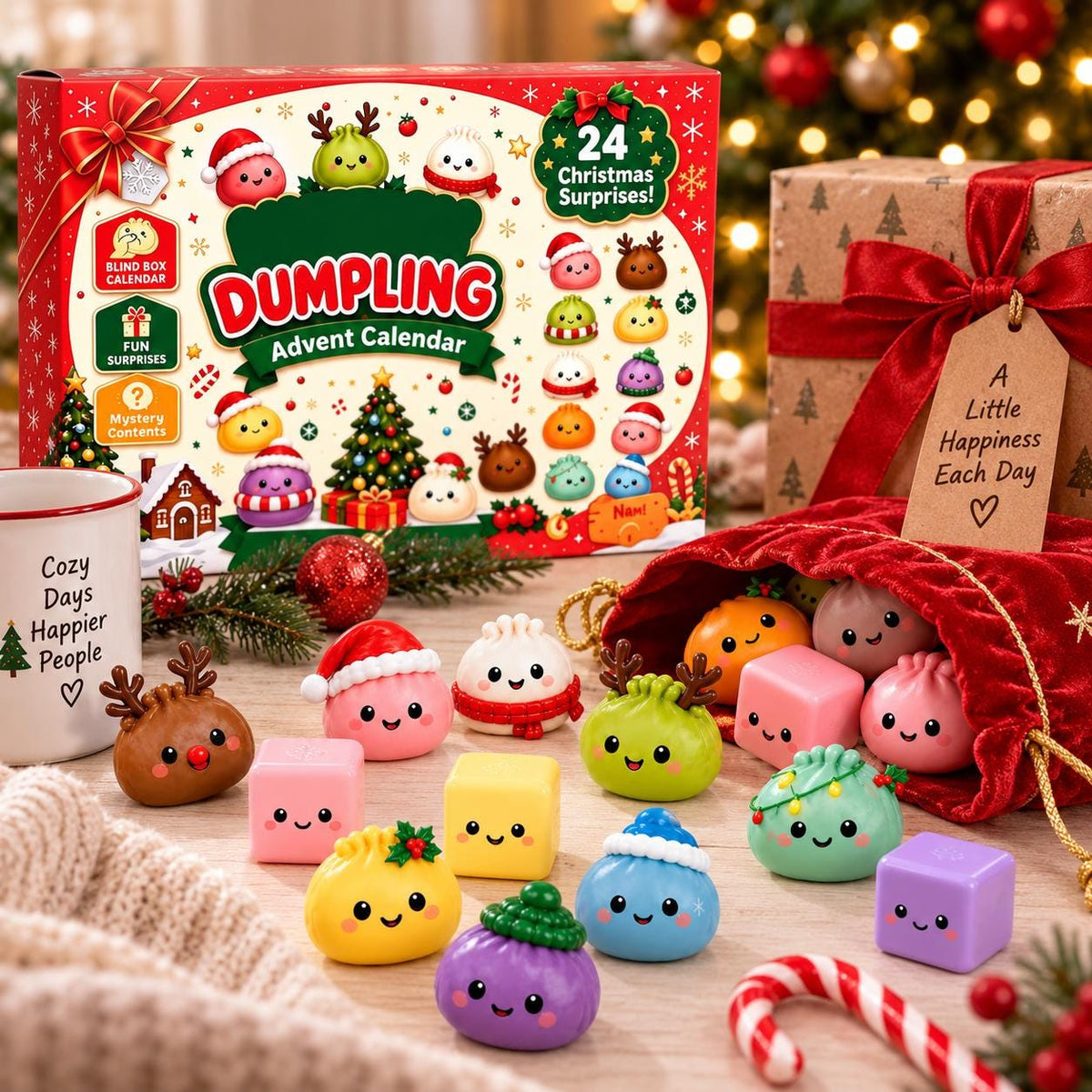 Dumpling Advent Calendar 2026, 24 Mini Squishy Dumplings